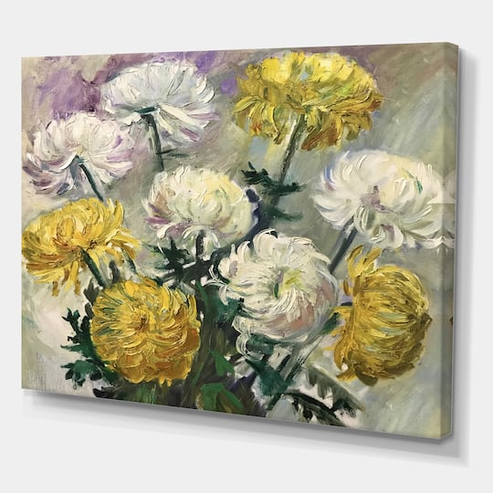 Designart - White and Golden Daisies